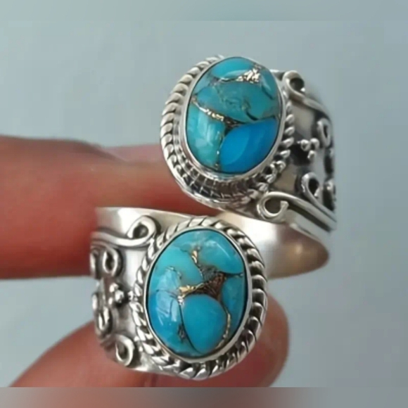 Womens Western Silver Turquoise Ring NWT - Picture 1 of 5